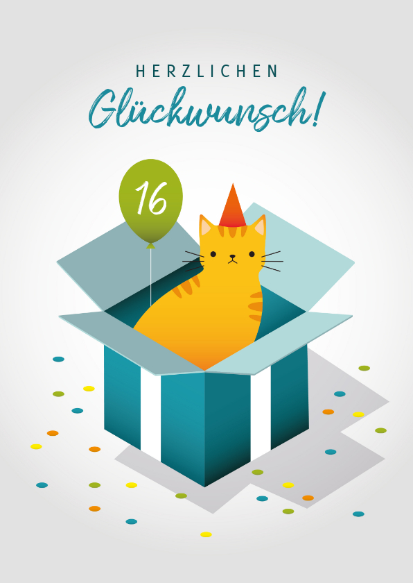 Geburtstagskarten - Glückwunschkarte zum Geburtstag Katze im Karton