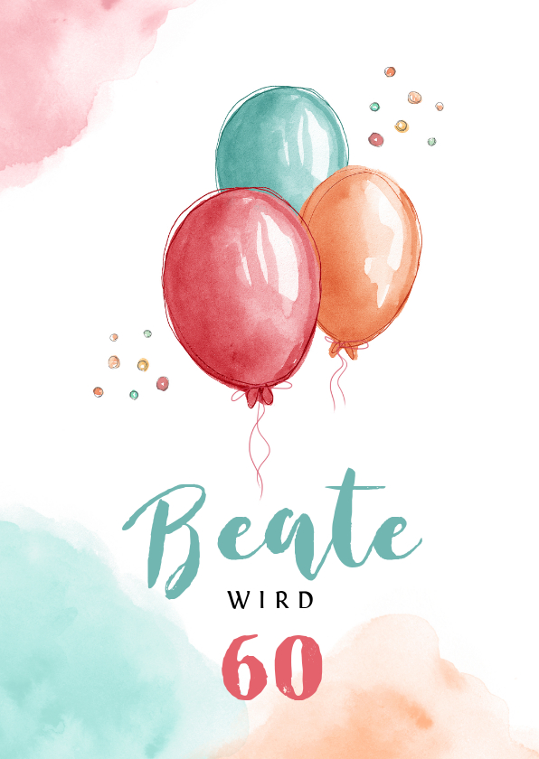 Geburtstagskarten - Glückwunschkarte zum Geburtstag mit bunten Luftballons