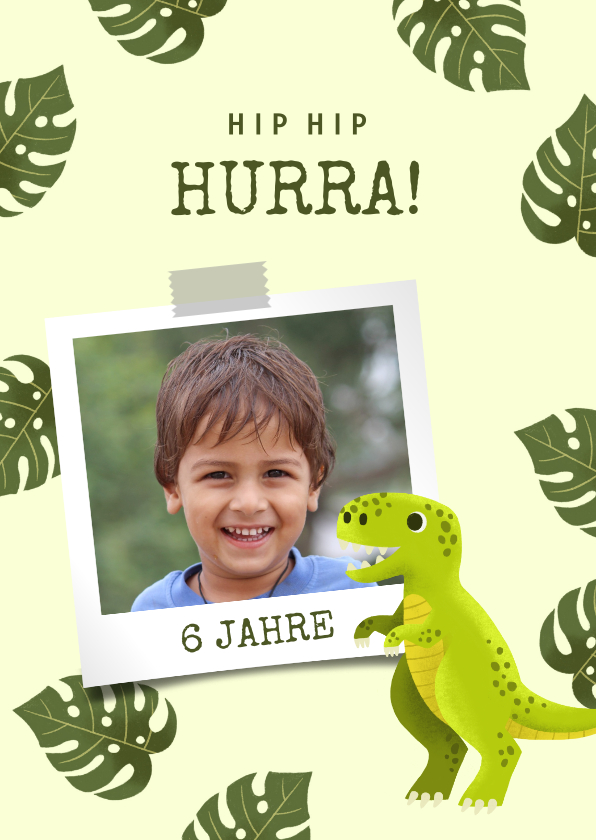 Geburtstagskarten - Glückwunschkarte zum Geburtstag mit Dinosaurier und Foto