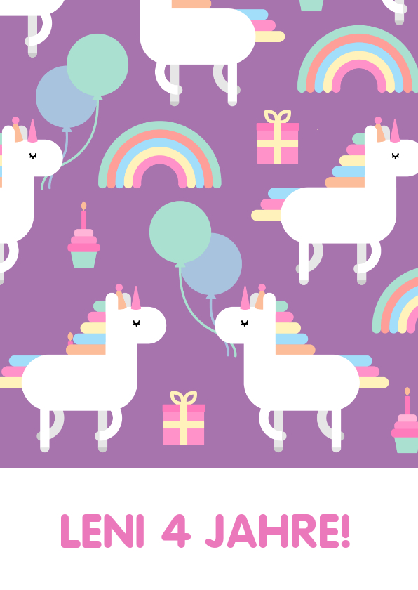 Geburtstagskarten - Glückwunschkarte zum Geburtstag mit Einhorn & Ballons