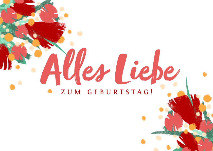 Geburtstagskarten - Glückwunschkarte zum Geburtstag rote Blumen