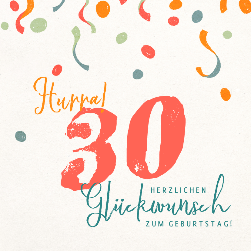 Geburtstagskarten - Glückwunschkarte zum Geburtstag Ziffer und Konfetti