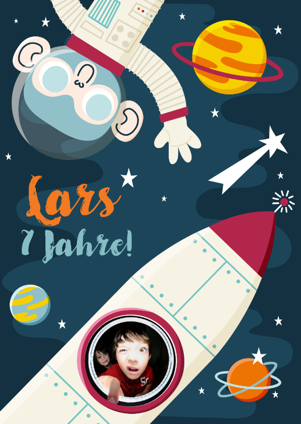 Geburtstagskarten - Glückwunschkarte zum Kindergeburtstag mit Rakete