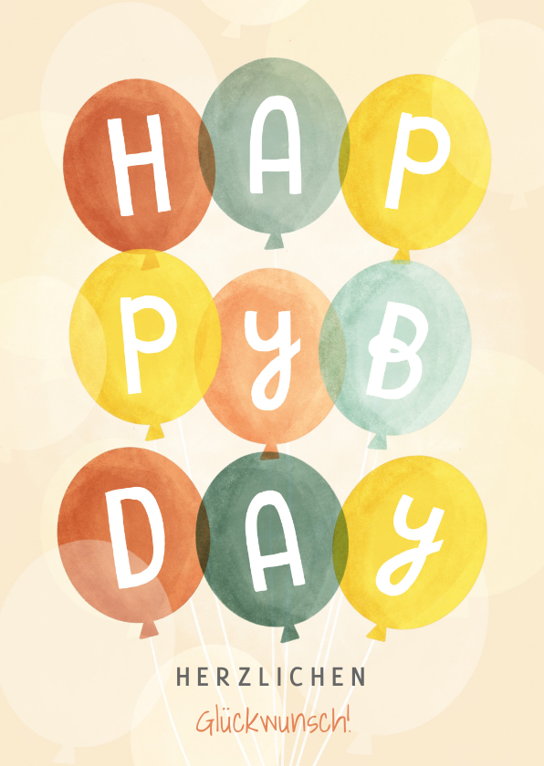Geburtstagskarten - Grußkarte zum Geburtstag bunte Luftballons 