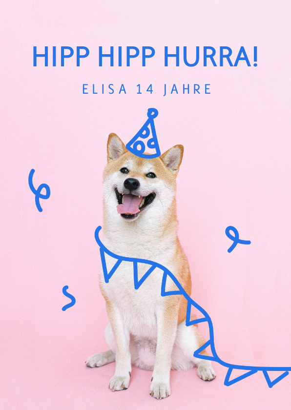 Geburtstagskarten - Lustige Geburtstagskarte Hund mit Partyhut