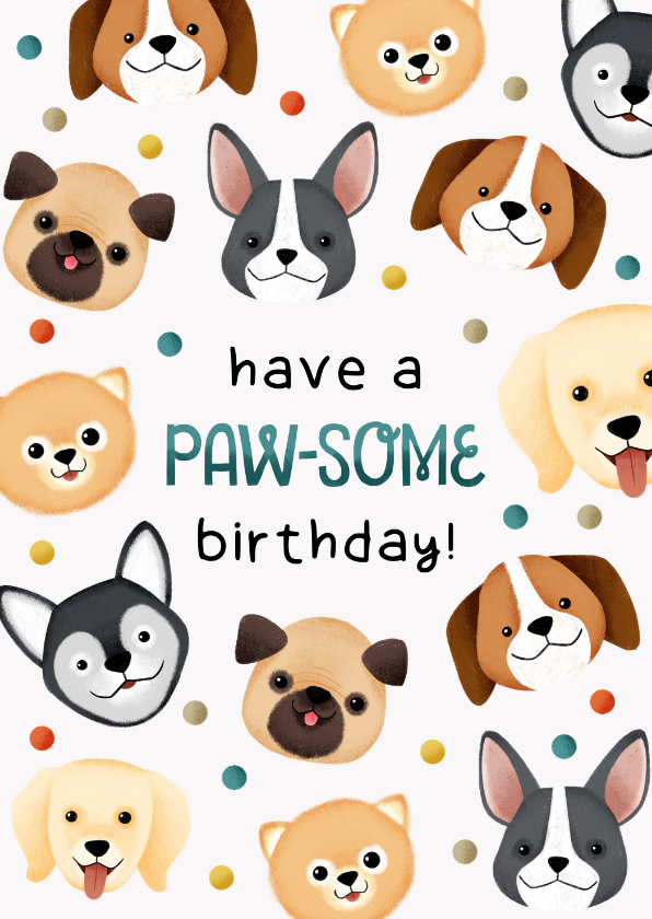 Geburtstagskarten - Lustige Hunde-Geburtstagskarte 'Pawsome birthday'