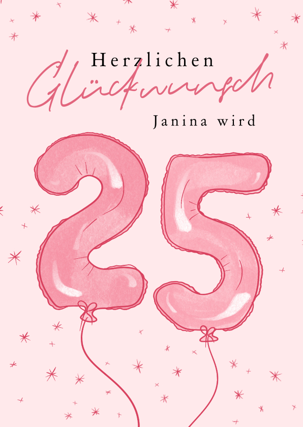 Geburtstagskarten - Pinke Geburtstagskarte Luftballon '25'