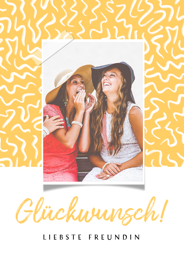 Geburtstagskarten - Trendy Glückwunschkarte gelb mit Foto