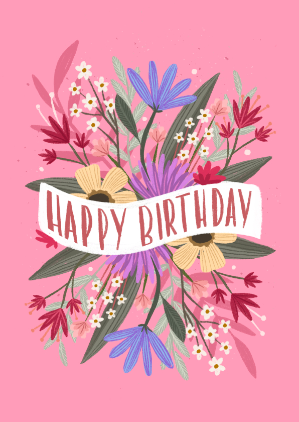 Geburtstagskarten - Verspielte Geburtstagskarte Blumen