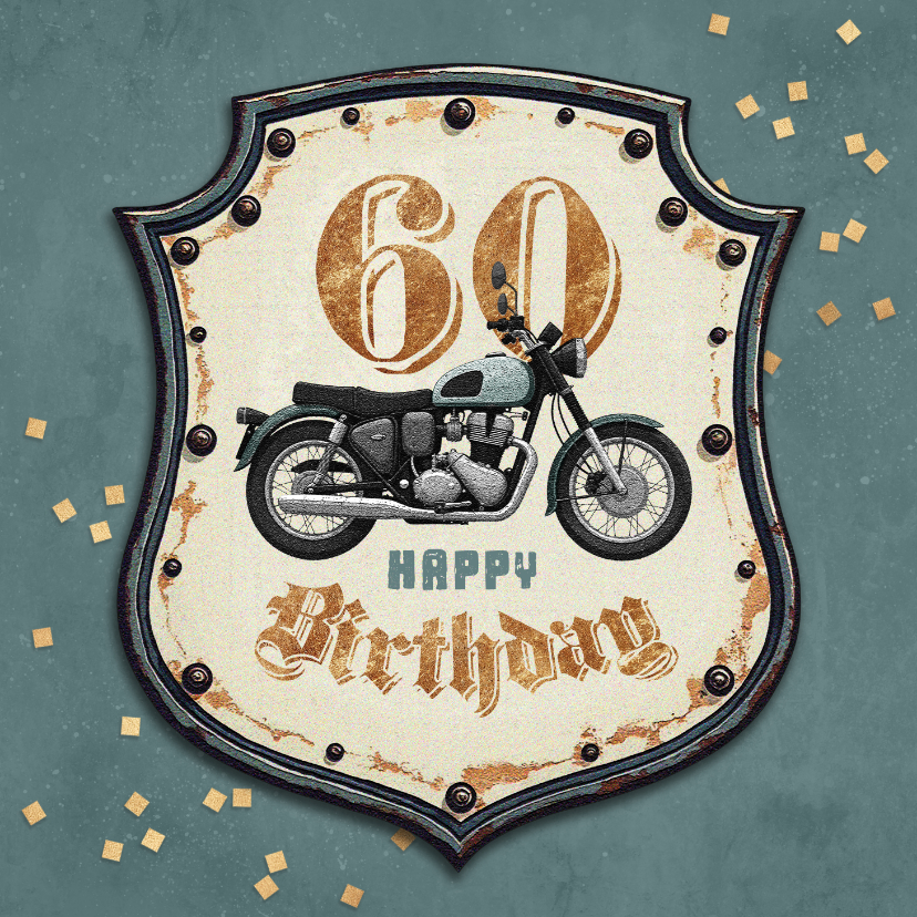 Vintage Geburtstagskarte 60. Geburtstag Motorrad Schild - Geburtstagskarten Geburtstagskarten - Vintage Geburtstagskarte 60. Geburtstag Motorrad Schild
