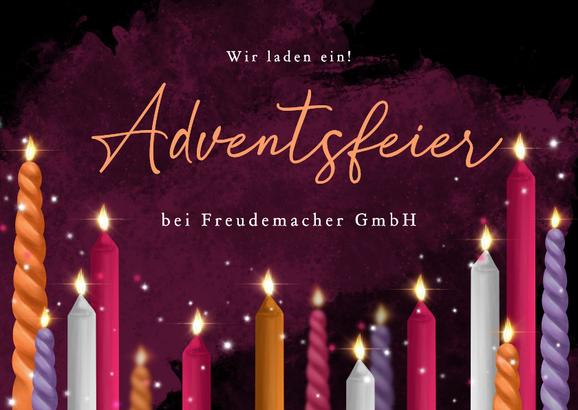 Adventsfeier Einladungskarte Firma Adventskerzen - Geschäftliche Weihnachtskarten Geschäftliche Weihnachtskarten - Adventsfeier Einladungskarte Firma Adventskerzen