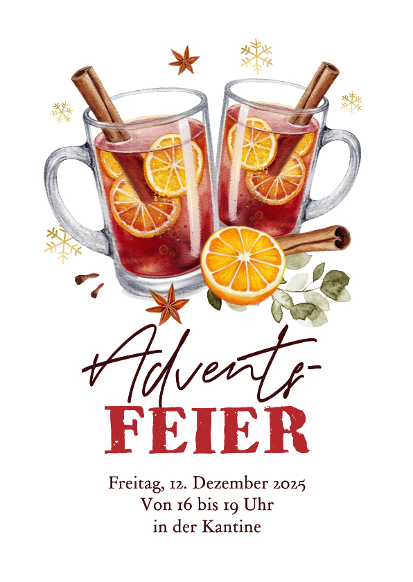 Betriebsfeier Einladungskarte Adventsfeier Glühweingläser - Geschäftliche Weihnachtskarten Geschäftliche Weihnachtskarten - Betriebsfeier Einladungskarte Adventsfeier Glühweingläser