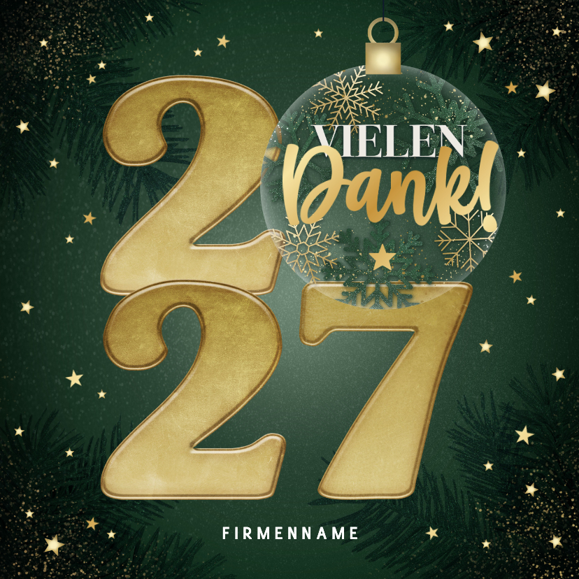 Geschäftliche Weihnachtskarten - Dankesgrüße Firma Weihnachten goldene 2027