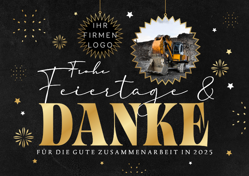 Dankeskarte Firma Logo Foto Weihnachen Feurwerk Schwarz - Geschäftliche Weihnachtskarten Geschäftliche Weihnachtskarten - Dankeskarte Firma Logo Foto Weihnachen Feurwerk Schwarz