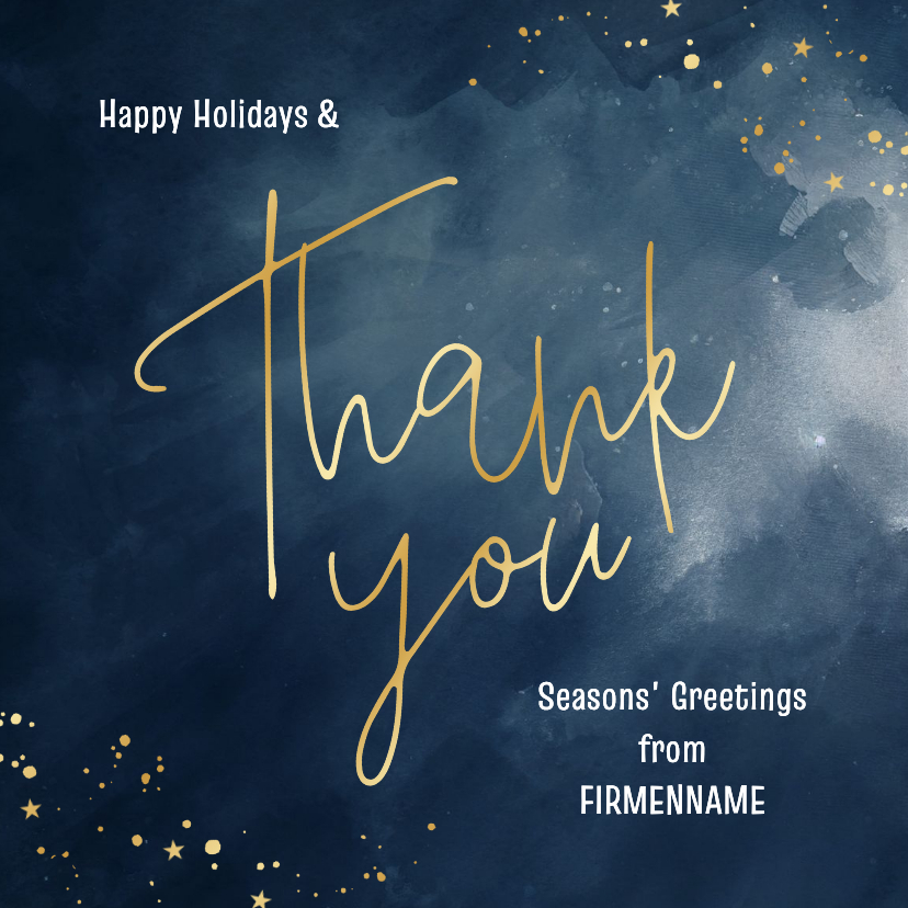 Geschäftliche Weihnachtskarten - Dankeskarte Weihnachten international 'Thank you'