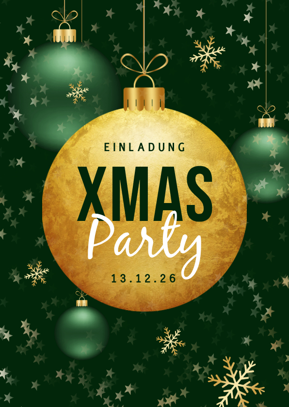 Einladung Personal Weihnachtsparty Goldkugel - Geschäftliche Weihnachtskarten Geschäftliche Weihnachtskarten - Einladung Personal Weihnachtsparty Goldkugel