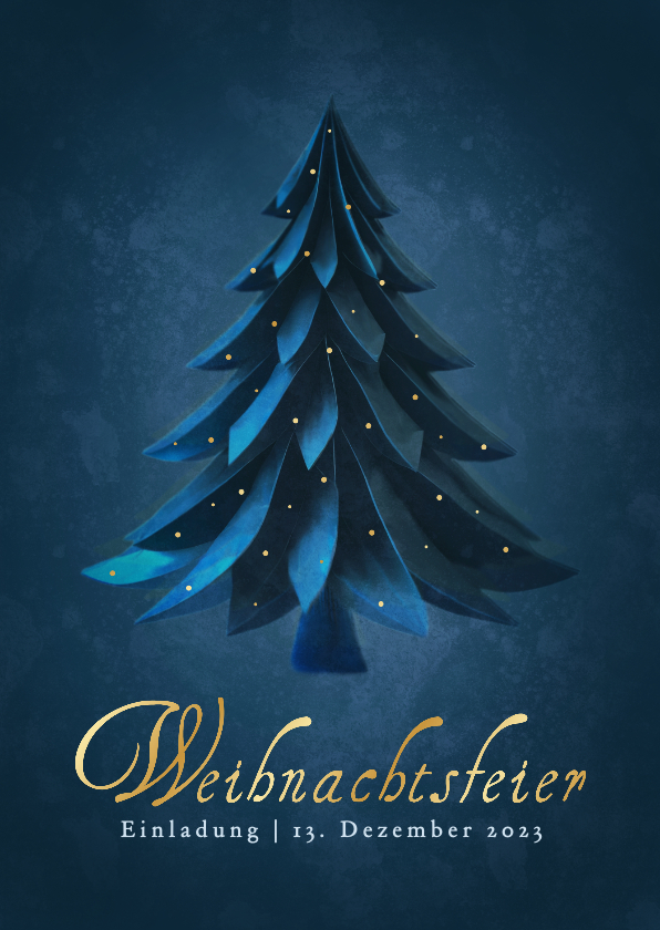 Geschäftliche Weihnachtskarten - Einladung Weihnachtsfeier Blauer Weihnachtsbaum