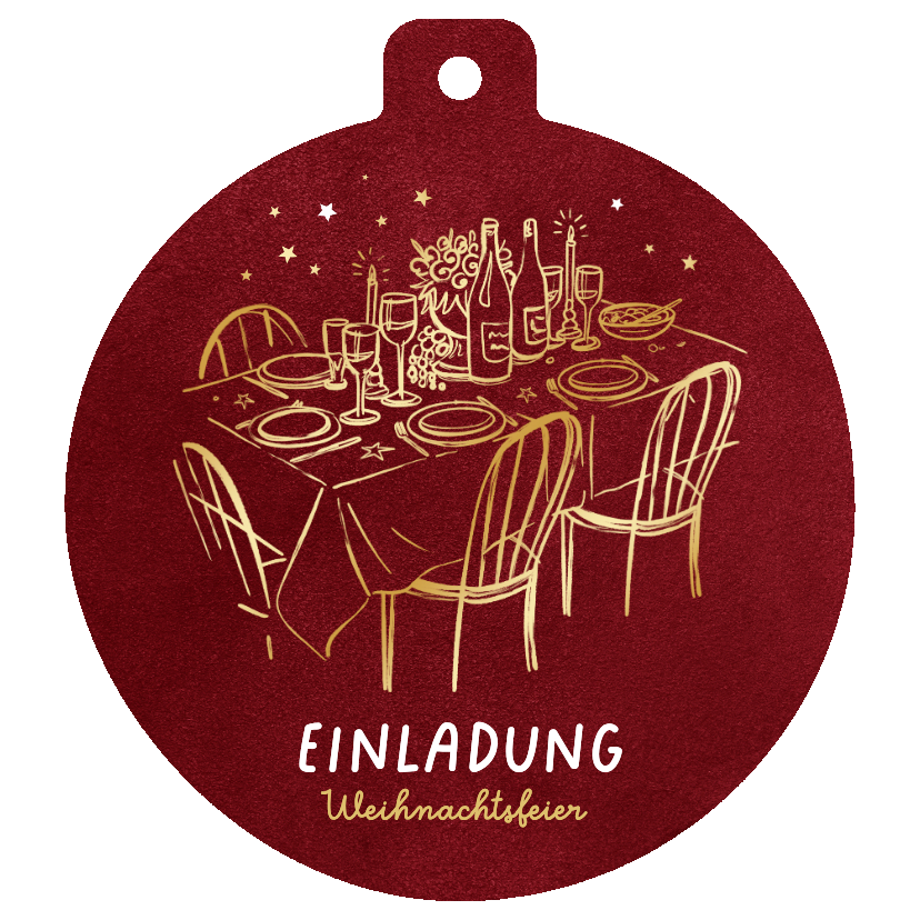Einladung Weihnachtsfeier dunkelrote Weihnachtskugel - Geschäftliche Weihnachtskarten Geschäftliche Weihnachtskarten - Einladung Weihnachtsfeier dunkelrote Weihnachtskugel