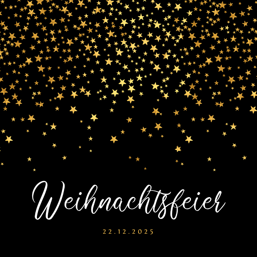 Geschäftliche Weihnachtskarten - Einladung Weihnachtsfeier goldene Sterne geschäftlich