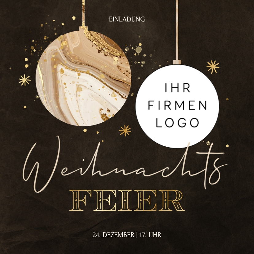 Einladung Weihnachtsfeier Marmor Weihnachtskugel Logo - Geschäftliche Weihnachtskarten Geschäftliche Weihnachtskarten - Einladung Weihnachtsfeier Marmor Weihnachtskugel Logo