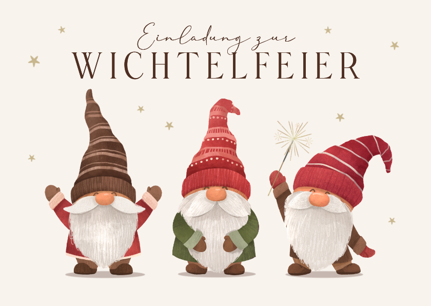 Geschäftliche Weihnachtskarten - Einladung Wichtelfeier Firma 3 Wichtel