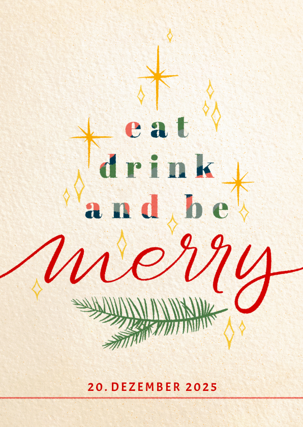 Geschäftliche Weihnachtskarten - Einladung zur Weihnachtsfeier 'eat, drink and be merry'