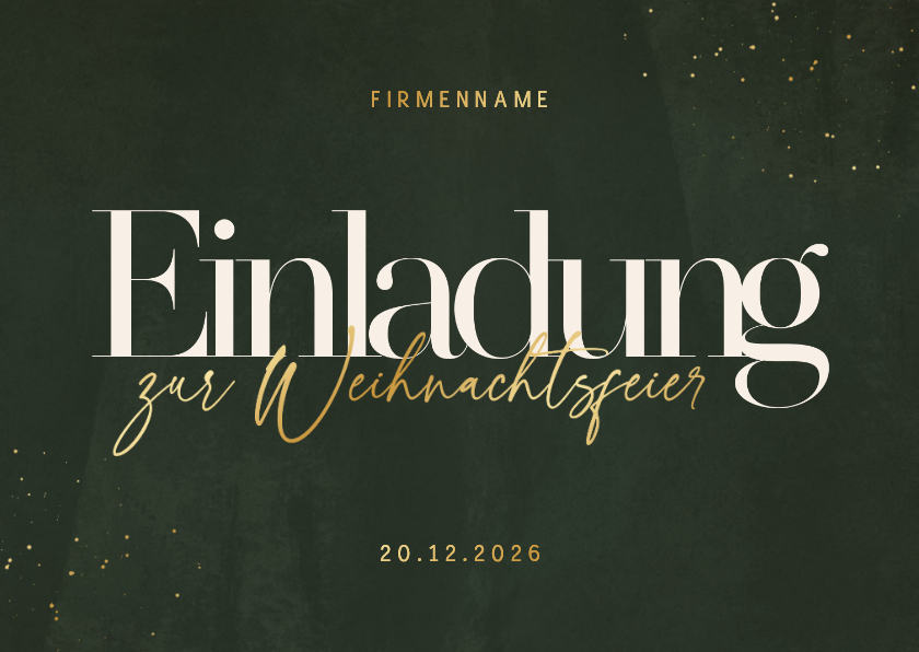 Geschäftliche Weihnachtskarten - Einladung zur Weihnachtsfeier Goldakzente