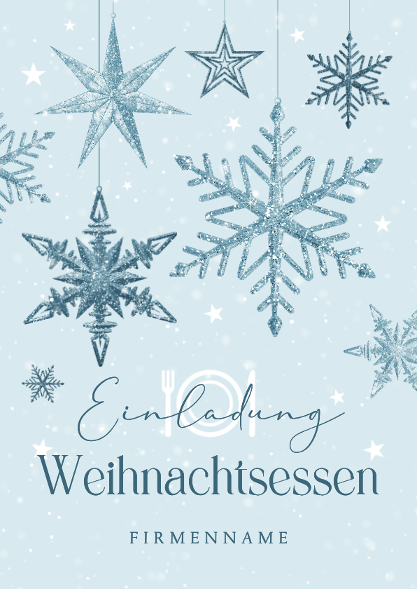 Einladungskarte Eiskristalle Weihnachtsessen geschäftlich - Geschäftliche Weihnachtskarten Geschäftliche Weihnachtskarten - Einladungskarte Eiskristalle Weihnachtsessen geschäftlich