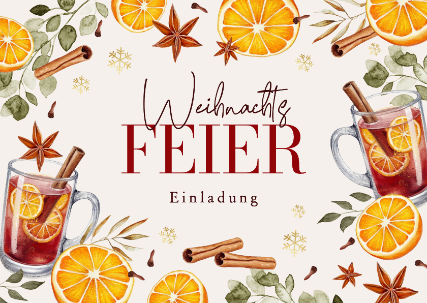 Einladungskarte geschäftlich Weihnachtsfeier Glühwein - Geschäftliche Weihnachtskarten Geschäftliche Weihnachtskarten - Einladungskarte geschäftlich Weihnachtsfeier Glühwein