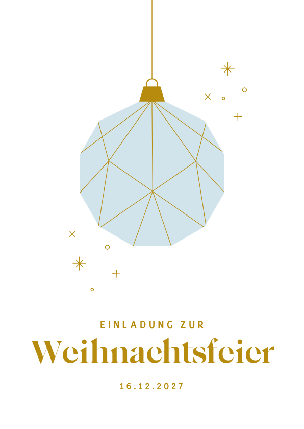 Geschäftliche Weihnachtskarten - Einladungskarte Weihnachtsfeier blaue Weihnachtskugel
