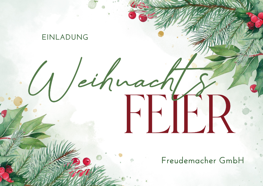 Einladungskarte Weihnachtsfeier Firma Tannenzweige - Geschäftliche Weihnachtskarten Geschäftliche Weihnachtskarten - Einladungskarte Weihnachtsfeier Firma Tannenzweige