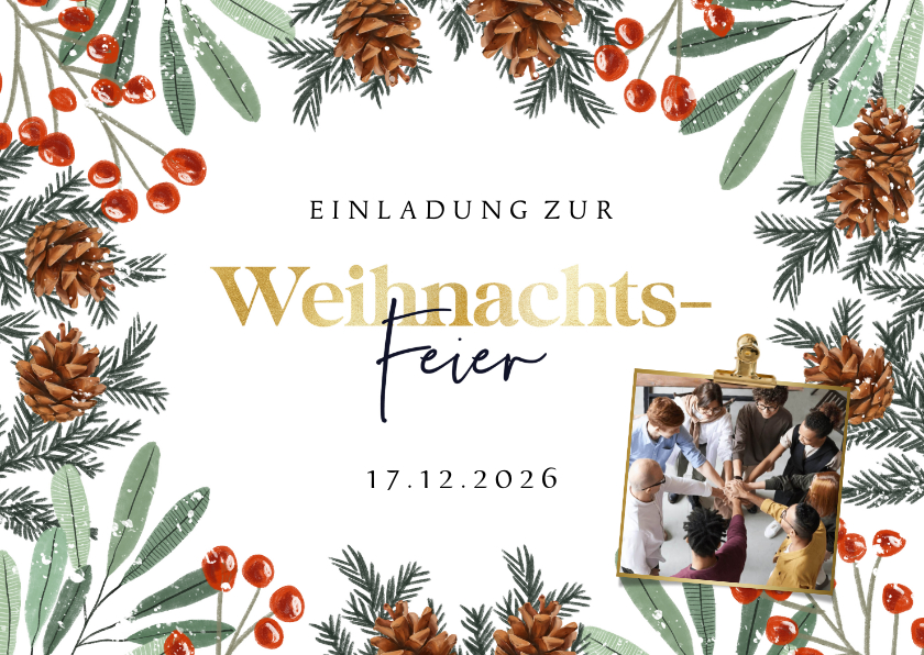 Geschäftliche Weihnachtskarten - Einladungskarte zur Weihnachtsfeier botanisch