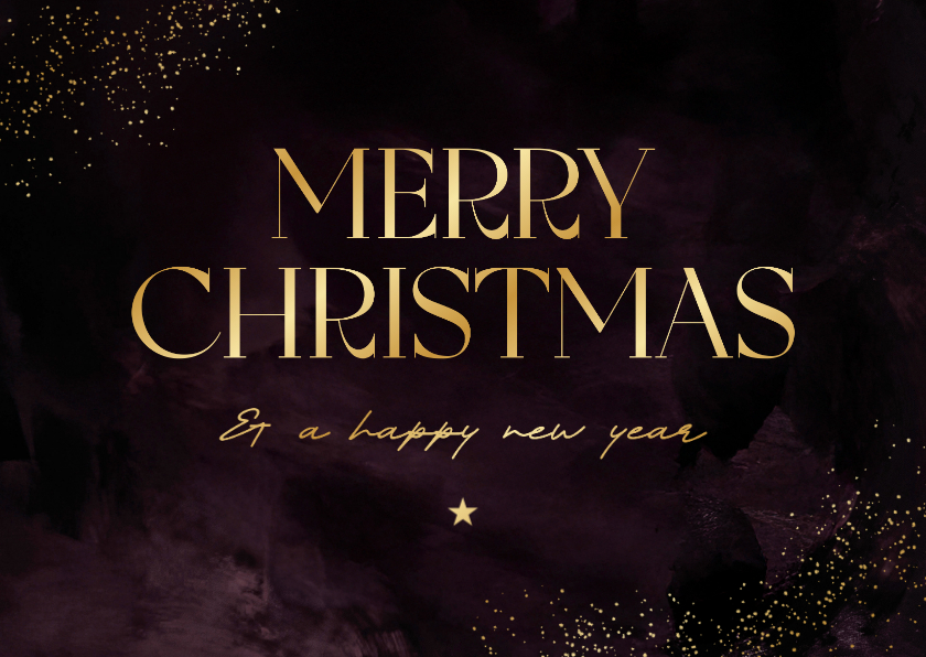 Geschäftliche Weihnachtskarten - Elegante Firmen-Weihachtskarte 'Merry Christmas' Goldschrift