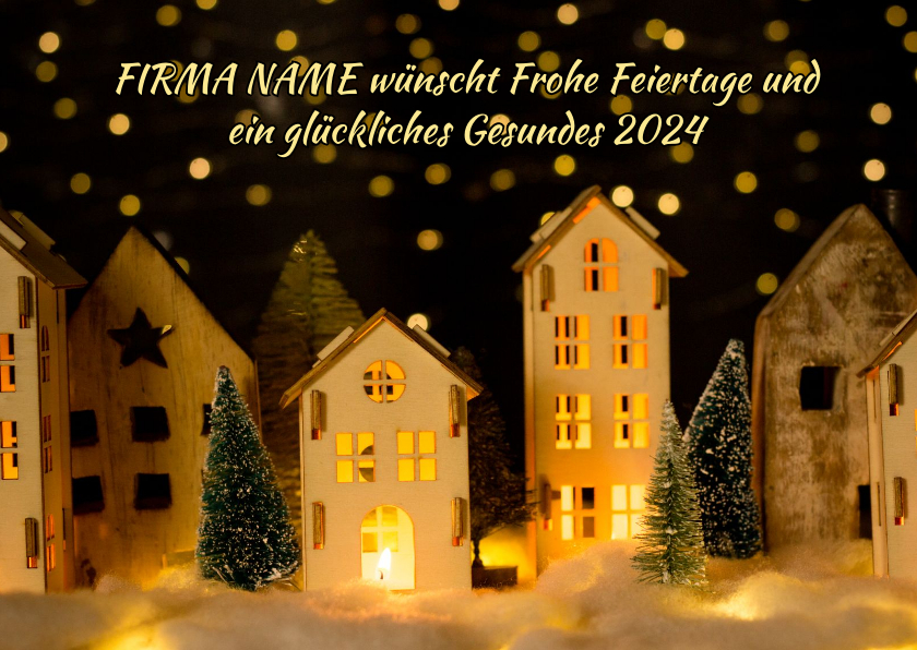 Geschäftliche Weihnachtskarten - FairTrade Weihnachtskarte mit Winterdorf, geschäftlich