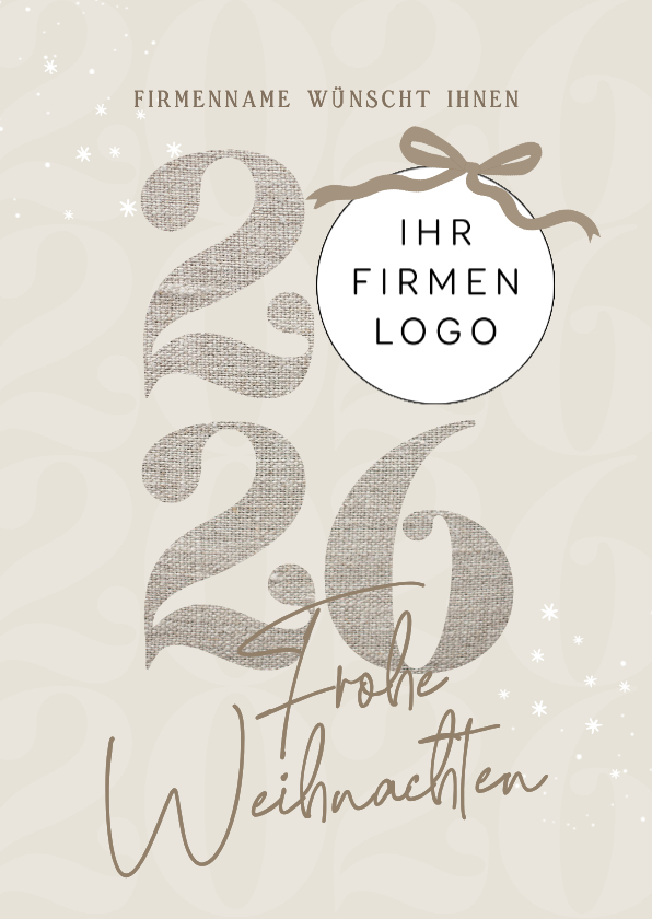 Firmen-Weihnachtskarte 2026 beige - Geschäftliche Weihnachtskarten Geschäftliche Weihnachtskarten - Firmen-Weihnachtskarte 2026 beige