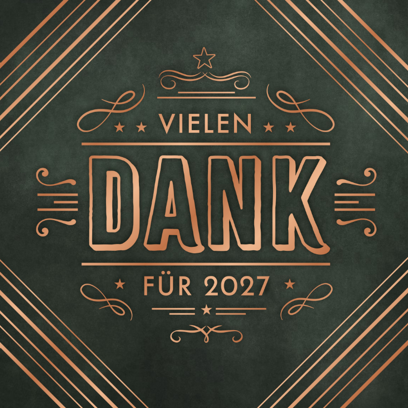 Firmen-Weihnachtskarte 'Danke' Art Deco Kupferdruck - Geschäftliche Weihnachtskarten Geschäftliche Weihnachtskarten - Firmen-Weihnachtskarte 'Danke' Art Deco Kupferdruck