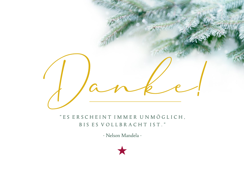 Geschäftliche Weihnachtskarten - Firmen-Weihnachtskarte 'Danke' Zweige Goldschrift