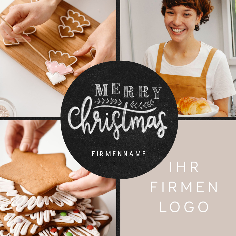 Geschäftliche Weihnachtskarten - Firmen-Weihnachtskarte Fotocollage 'Merry Christmas'