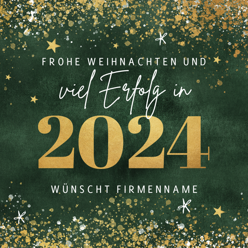 Geschäftliche Weihnachtskarten - Firmen-Weihnachtskarte mit Jahreszahl in Goldlook