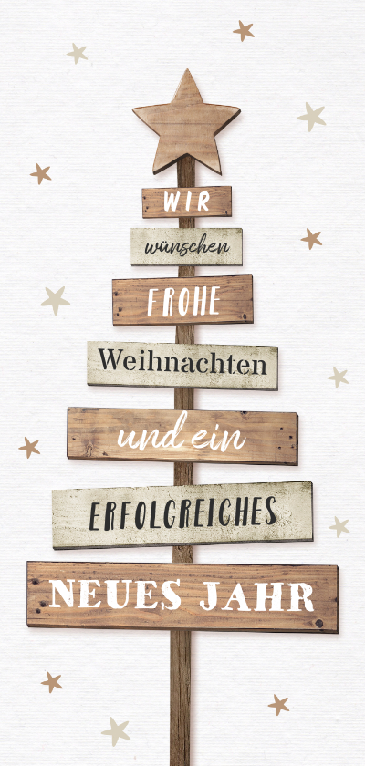 Geschäftliche Weihnachtskarten - Firmen-Weihnachtskarte Weihnachtsbaum Holz