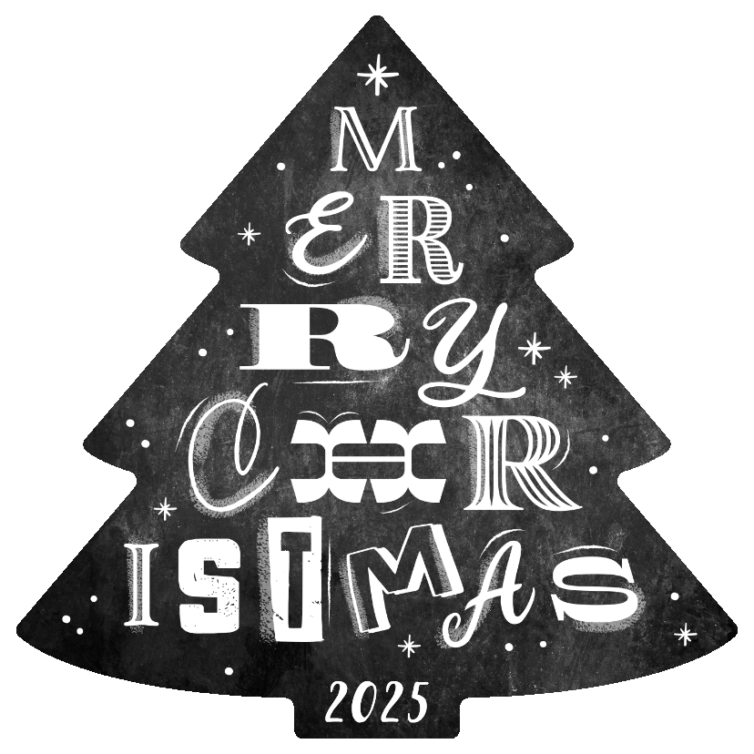 Firmen-Weihnachtskarte Weihnachtsbaum Lettering Kreidelook - Geschäftliche Weihnachtskarten Geschäftliche Weihnachtskarten - Firmen-Weihnachtskarte Weihnachtsbaum Lettering Kreidelook