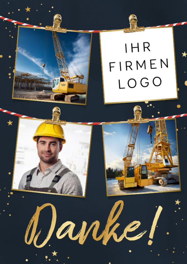 Foto-Dankeskarte geschäftlich Weihnachten Baubranche - Geschäftliche Weihnachtskarten Geschäftliche Weihnachtskarten - Foto-Dankeskarte geschäftlich Weihnachten Baubranche
