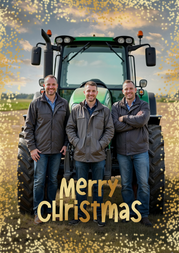 Geschäftliche Weihnachtskarten - Foto-Weihnachtskarte Goldrand Landwirtschaft Merry Christmas