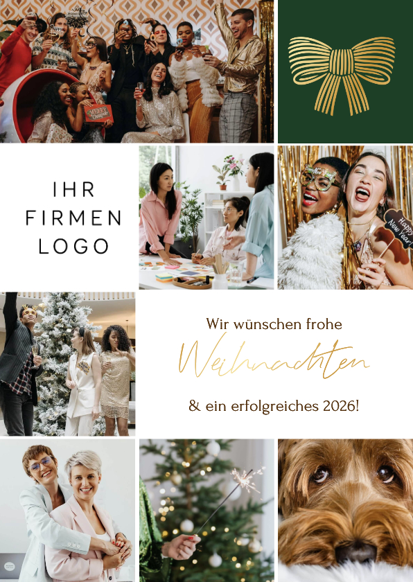 Fotocollage Weihnachtskarte geschäftlich Logo Fotoraster - Geschäftliche Weihnachtskarten Geschäftliche Weihnachtskarten - Fotocollage Weihnachtskarte geschäftlich Logo Fotoraster