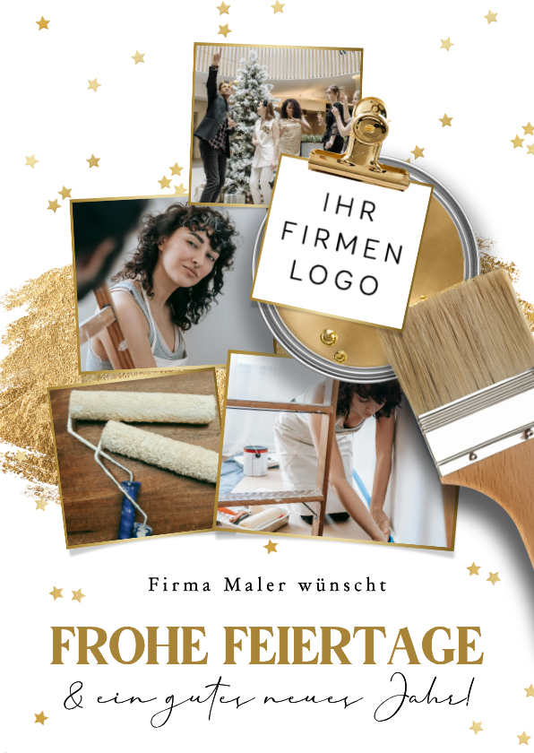 Fotokarte Malerbetrieb zu Weihnachten Pinsel und Farbe - Geschäftliche Weihnachtskarten Geschäftliche Weihnachtskarten - Fotokarte Malerbetrieb zu Weihnachten Pinsel und Farbe