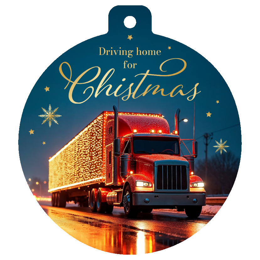 Geschäftliche Weihnachtskarten - Fotokarte Weihnachtskugel 'Driving home for Christmas'