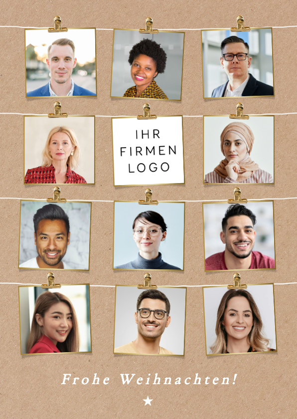 Geschäftliche Fotocollage Weihnachtskarte Mitarbeiterfotos - Geschäftliche Weihnachtskarten Geschäftliche Weihnachtskarten - Geschäftliche Fotocollage Weihnachtskarte Mitarbeiterfotos