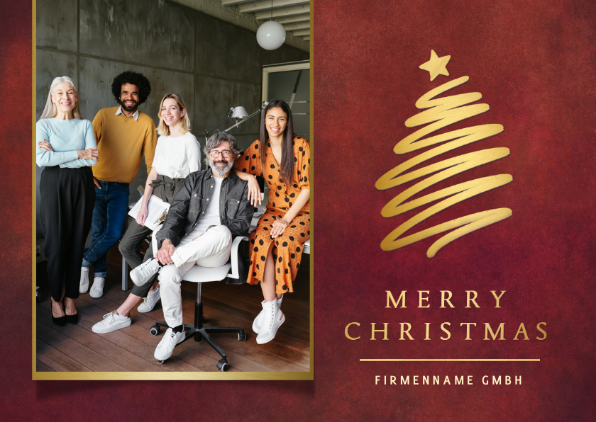 Geschäftliche Weihnachtskarten - Geschäftliche Karte Weihnachten Baum & Foto