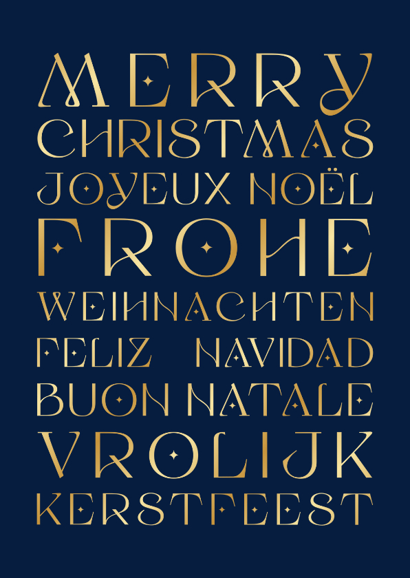 Geschäftliche Weihnachtskarten - Geschäftliche Weihnachtsgrüße Sprachen in Golddruck