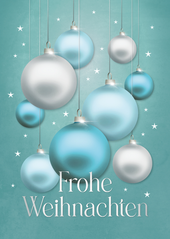 Geschäftliche Weihnachtskarten - Geschäftliche Weihnachtskarte blaue Weihnachtskugeln